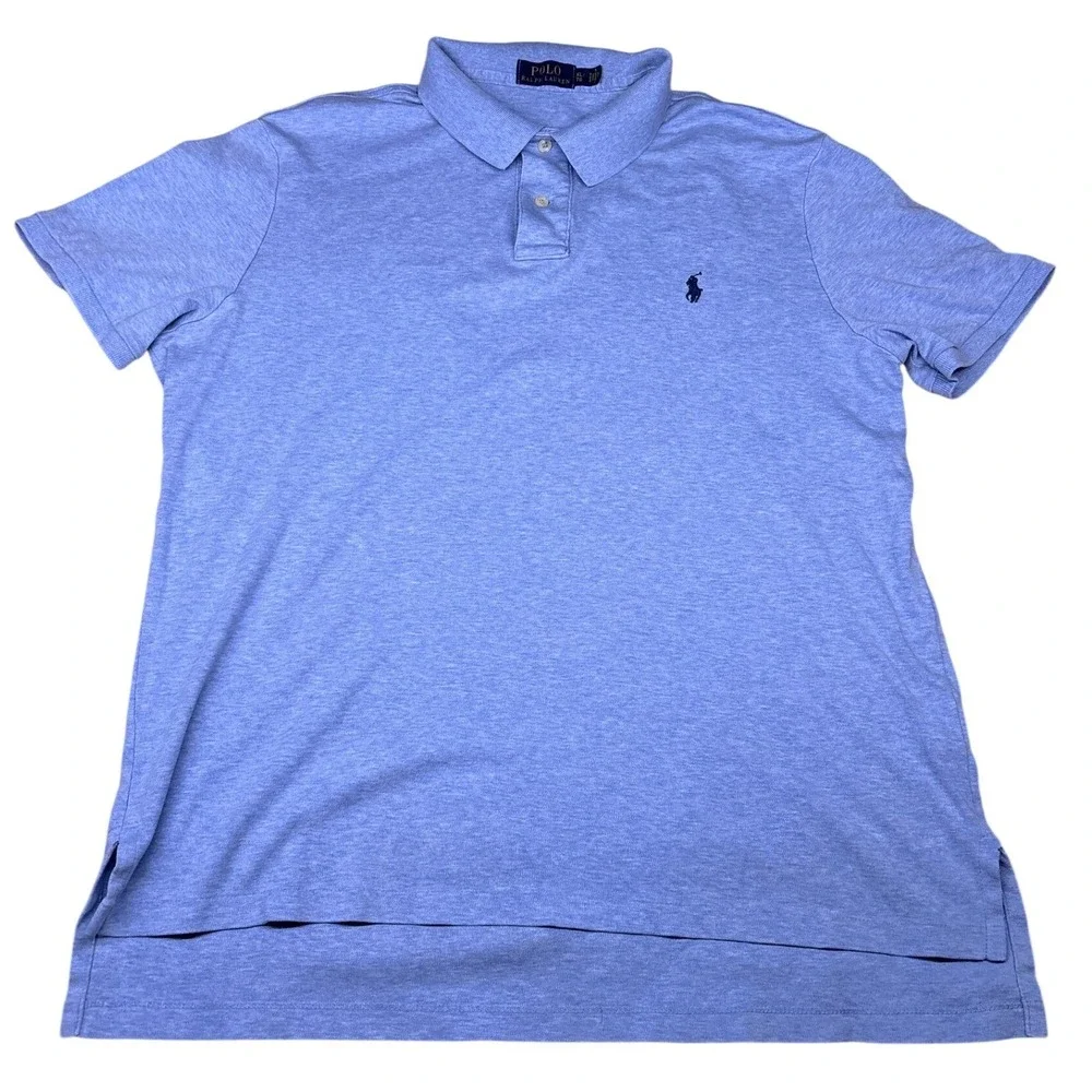Polo‎ Ralph Lauren Polo Shirt Mens XL Light Blue Heather Short Sleeve Logo